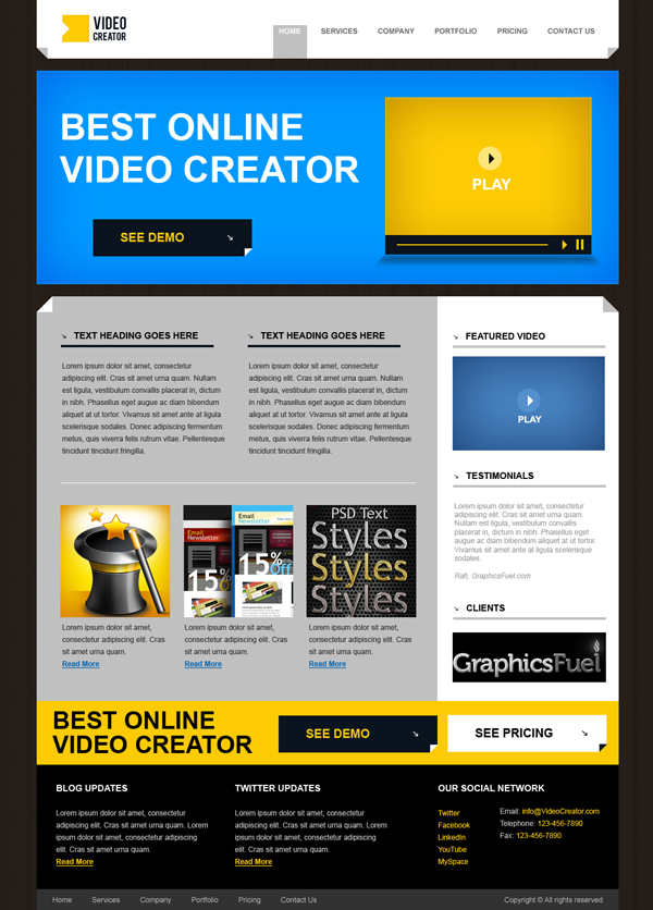 video-website-preview01 Selling Product website PSD template