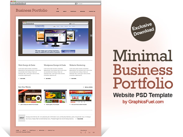 Minimal business portfolio website PSD template