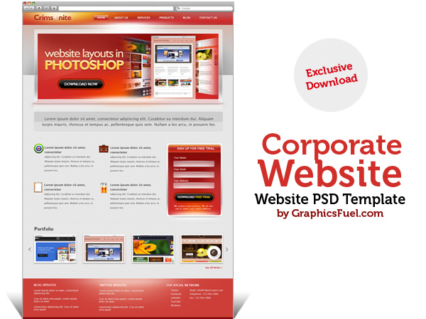 New Corporate website PSD template Free