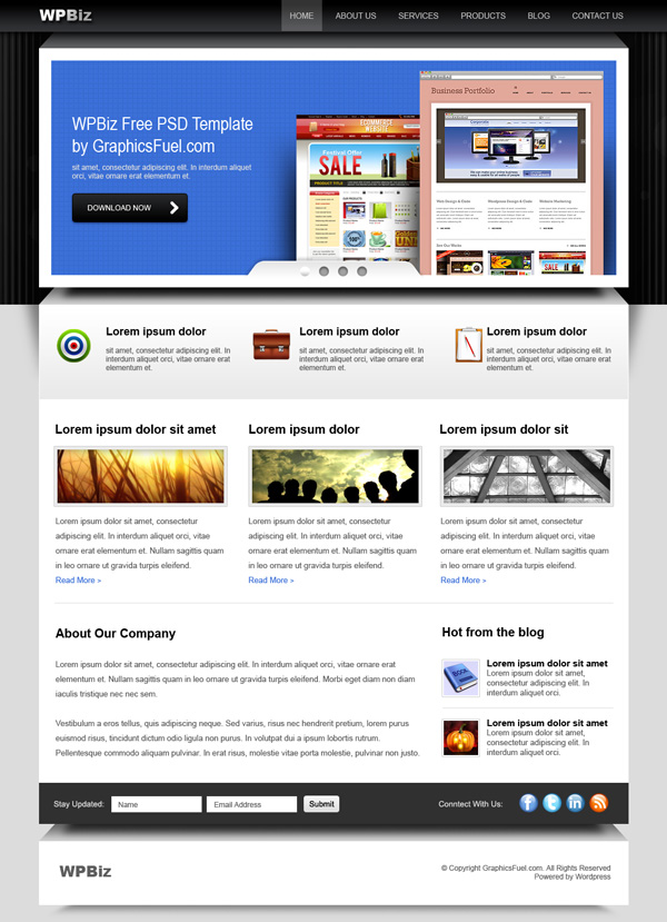 Free WordPress Business Website PSD Template