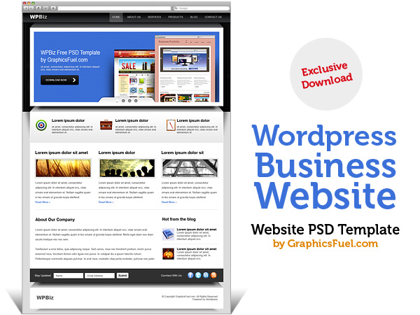 Free WordPress Business Website PSD Template