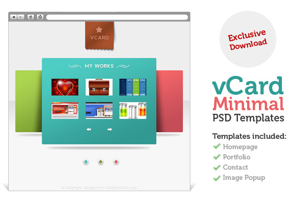 V-Card Minimal website PSD templates Free