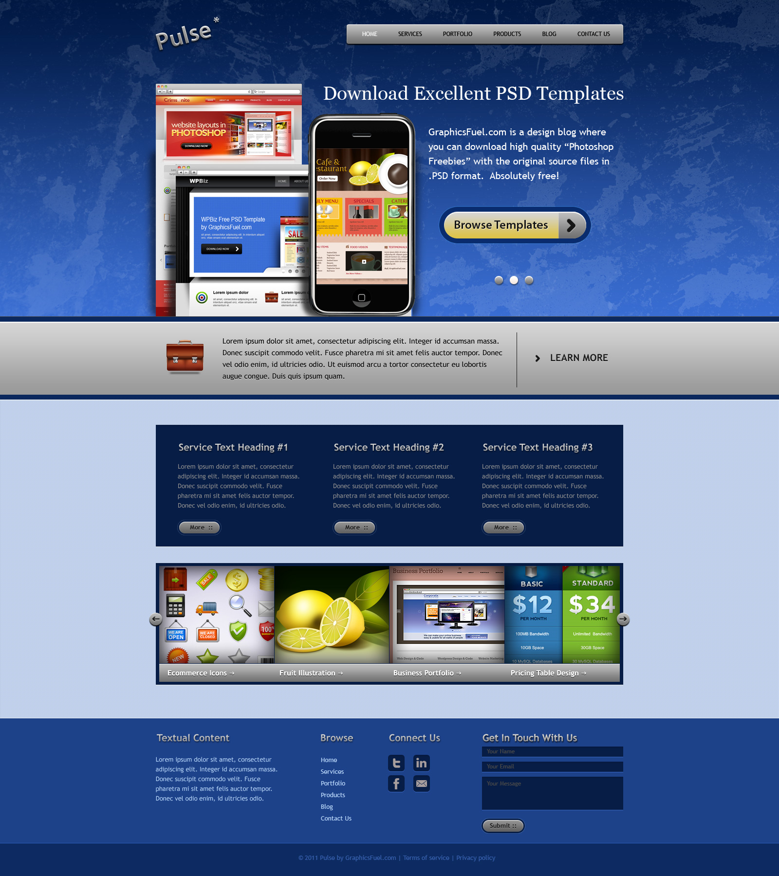 Website PSD Template In 3 Colors IT Qu ng Ninh
