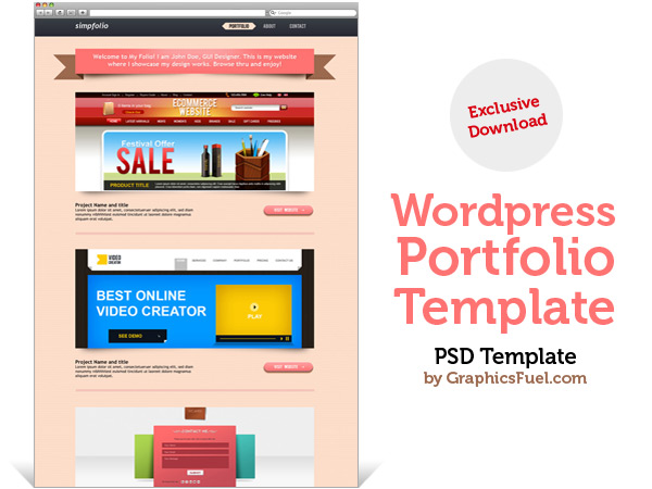 Fresh WordPress portfolio PSD template free