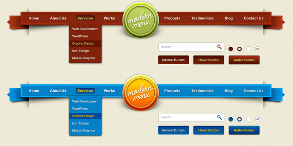 Free PSD Web Template - 60 Free Web Menu Navigation PSD