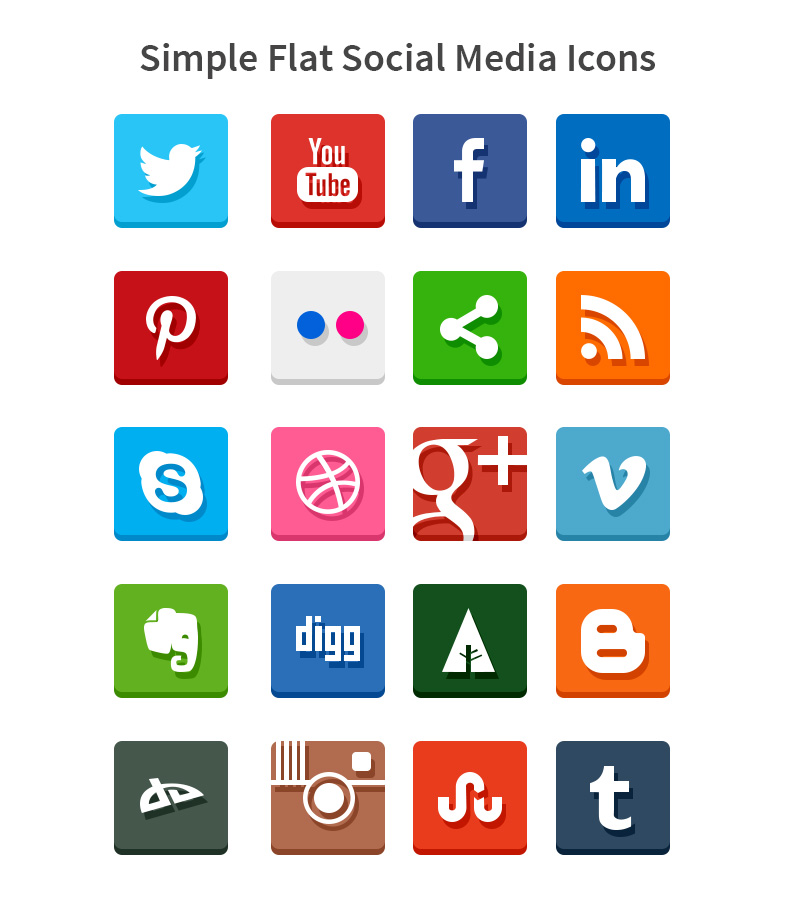 Simple flat Social Media Icons