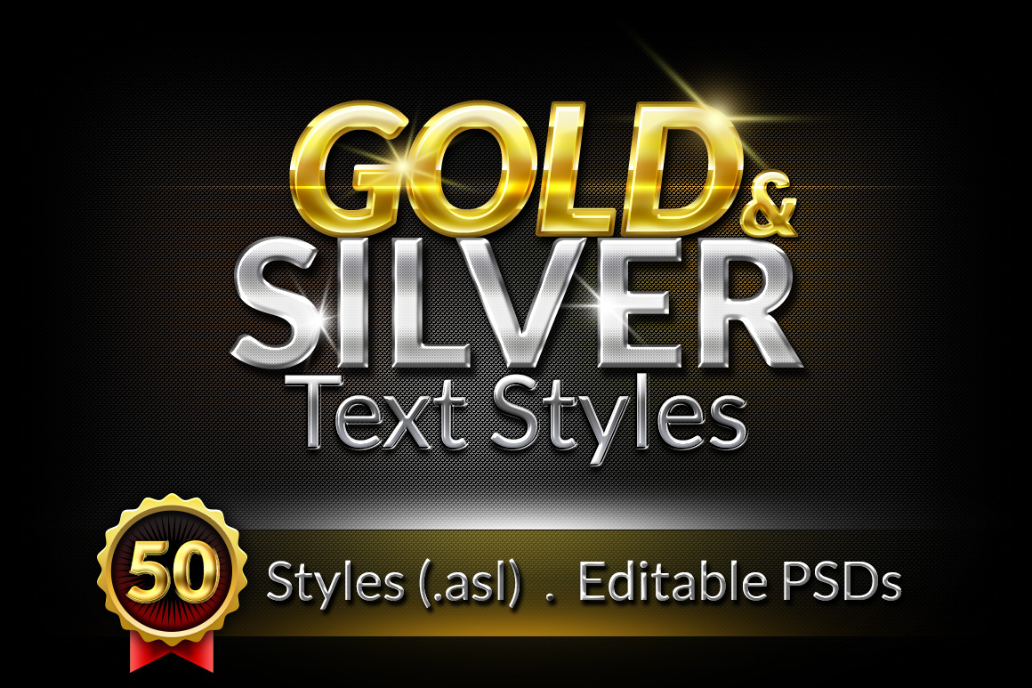 50 Gold & Silver Text Styles - GraphicsFuel