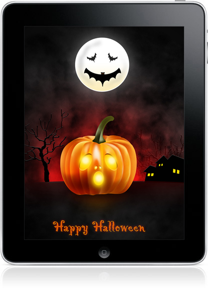 Halloween wallpaper for desktop, iPad & iPhone (PSD & icons included