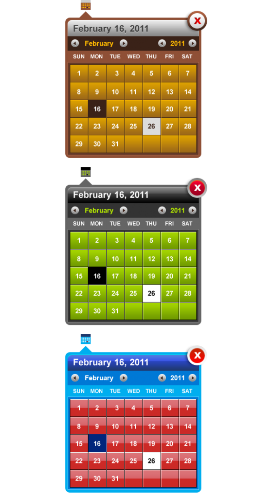 Popup date picker (calendar picker) PSD GraphicsFuel
