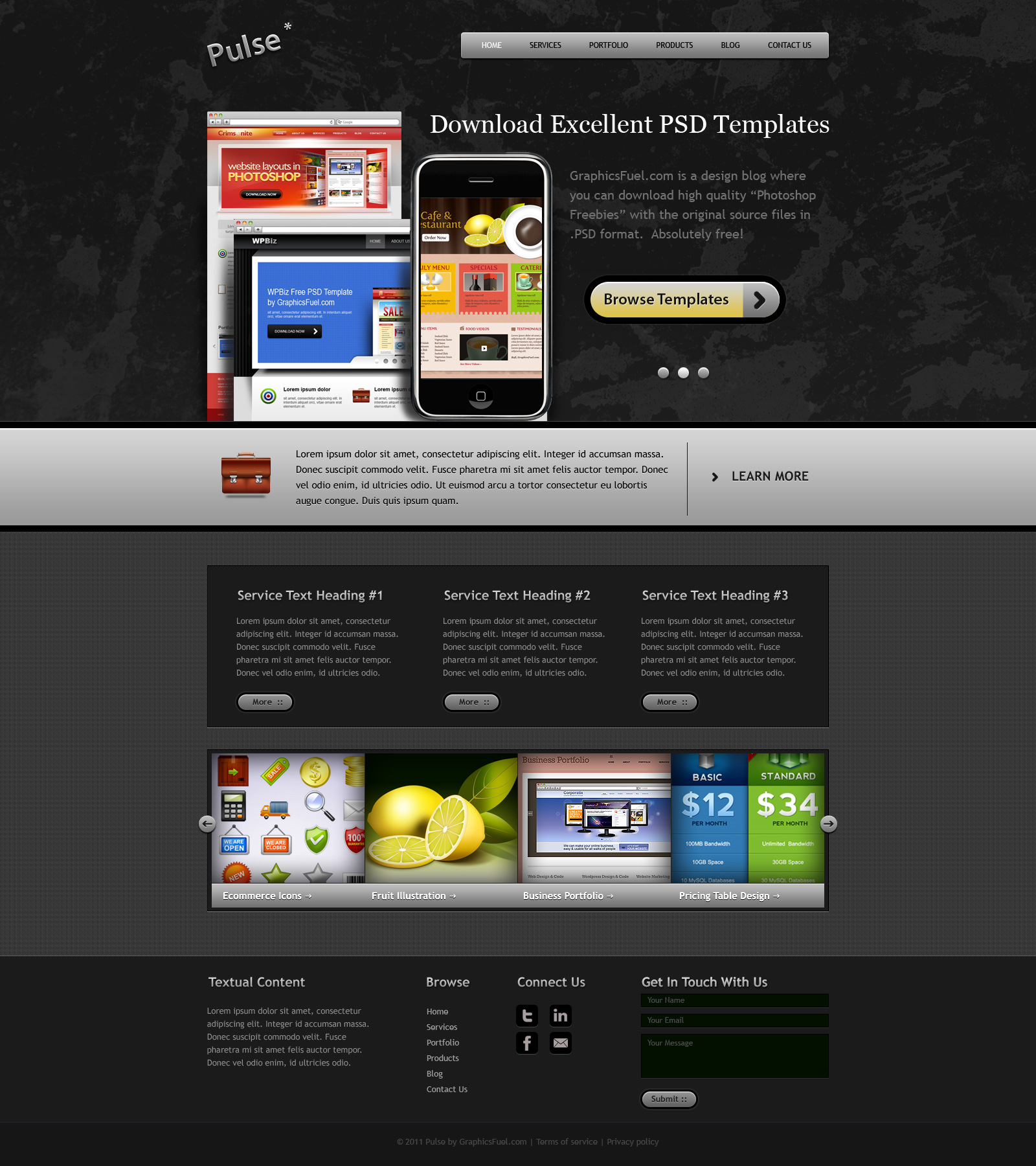 Website PSD Template In 3 Colors GraphicsFuel