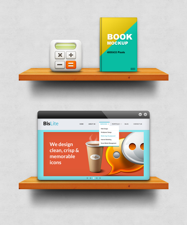 Download Wooden Shelf Display Mockup (PSD) - GraphicsFuel