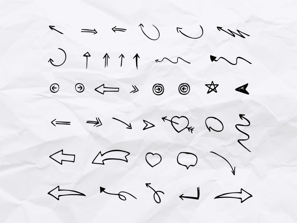 Hand drawn arrows and symbols brushes