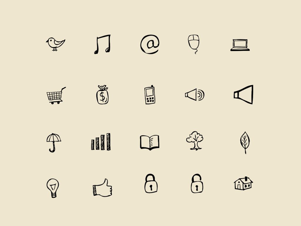 Hand drawn icons and shapes