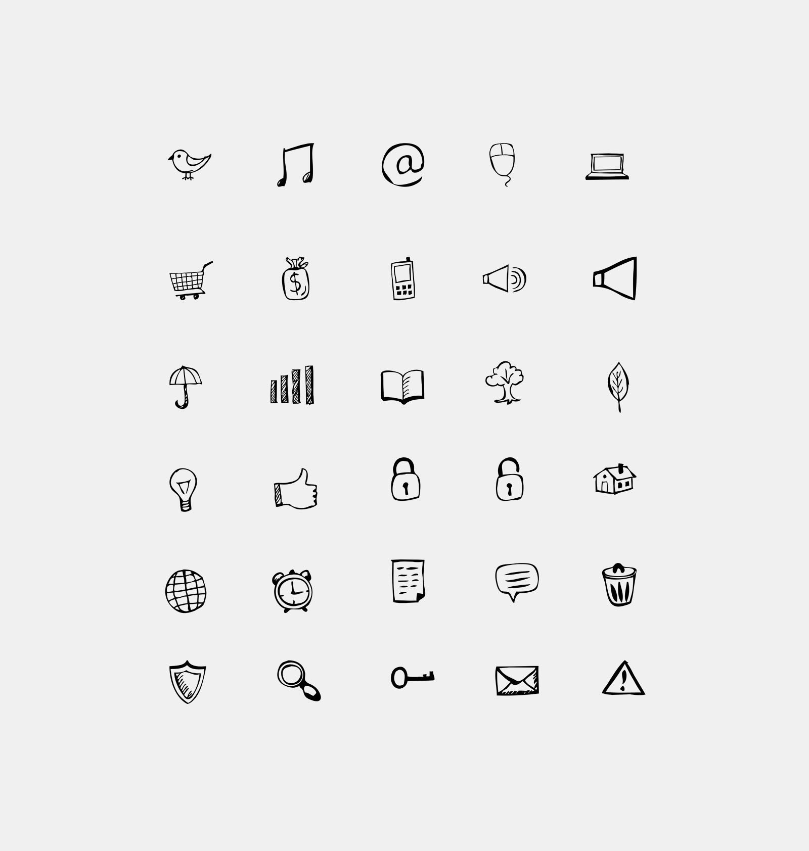 Hand drawn icons and PS shapes