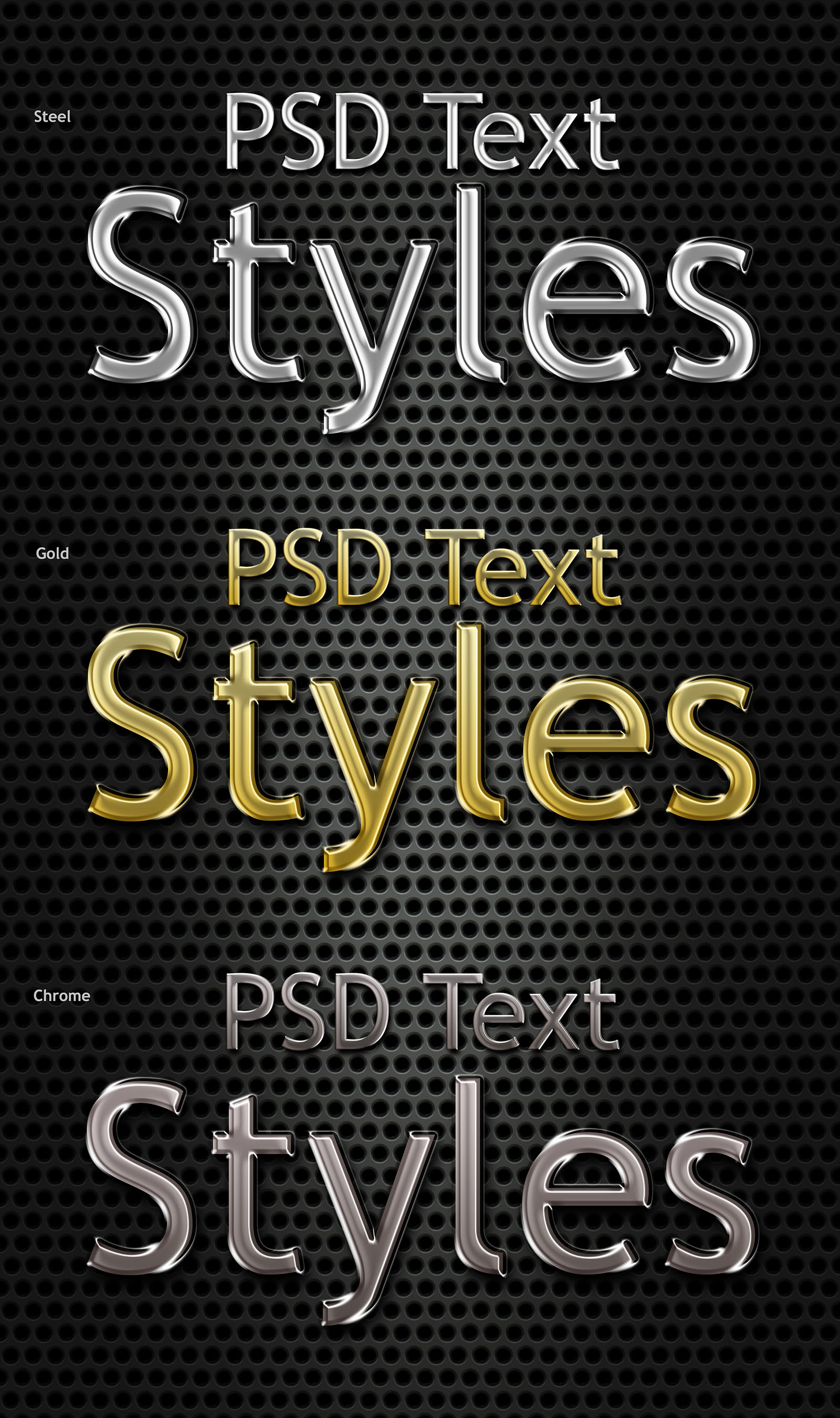 Photoshop PSD metal text styles