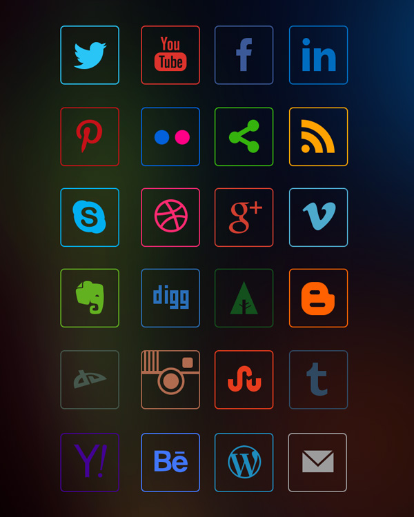 social-media-line-icons-dark