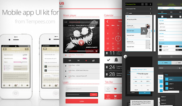 15 Free Mobile App UI PSD Kits - GraphicsFuel
