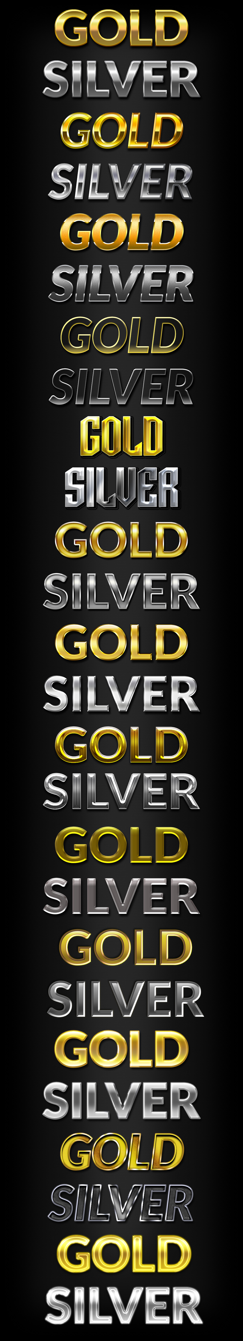 Gold silver text PSD styles