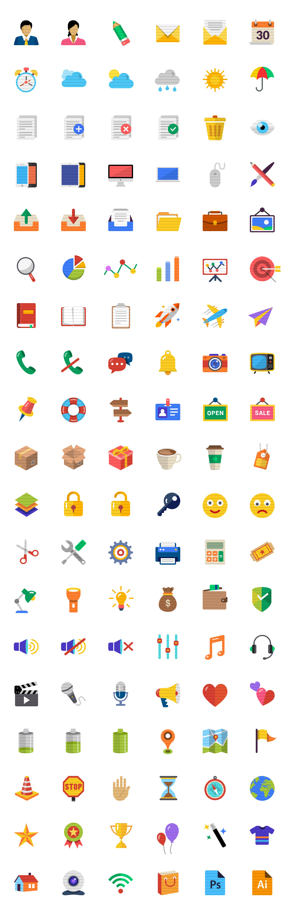 114 Flat Icons