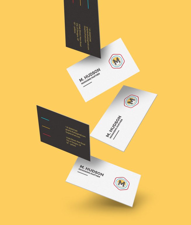 Free Falling Business Cards Mockup GraphicsFuel