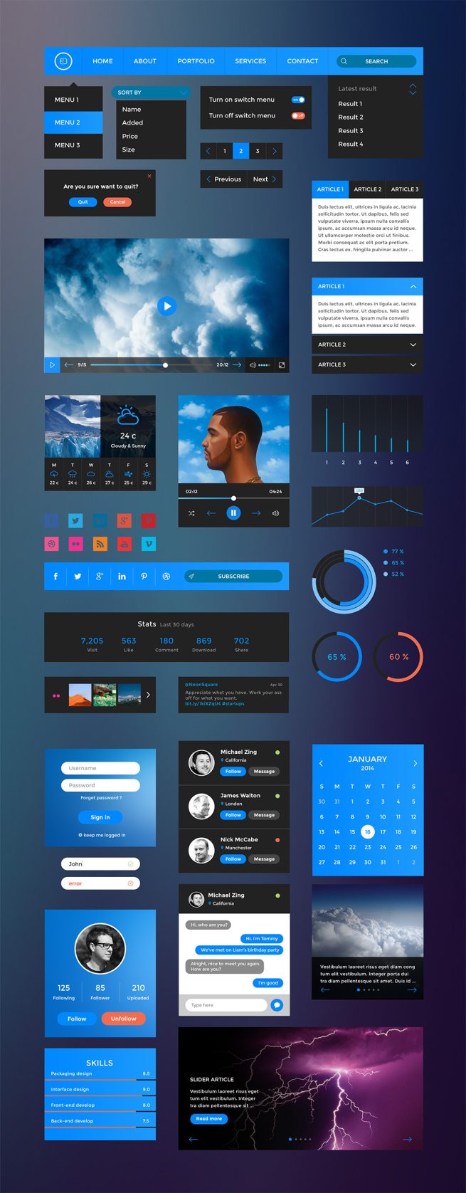 Free UI Elements PSD Kit GraphicsFuel