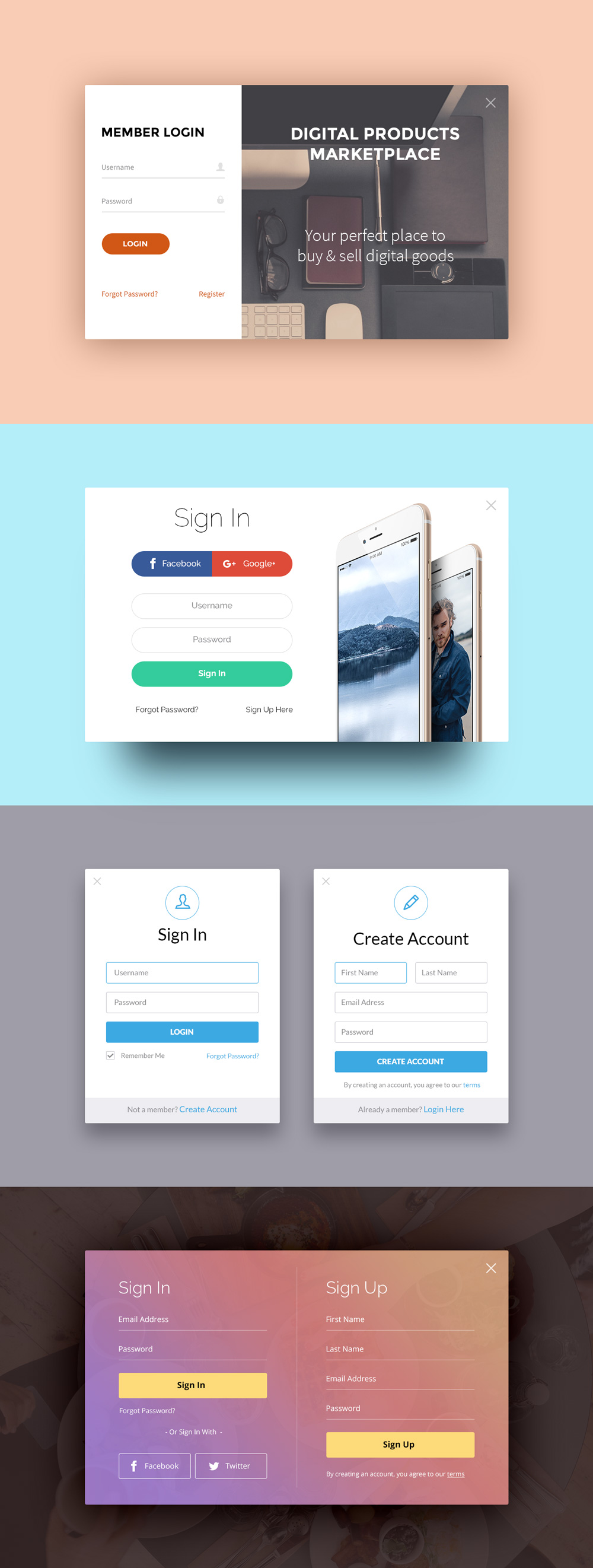 Sign Up & Login Forms PSD