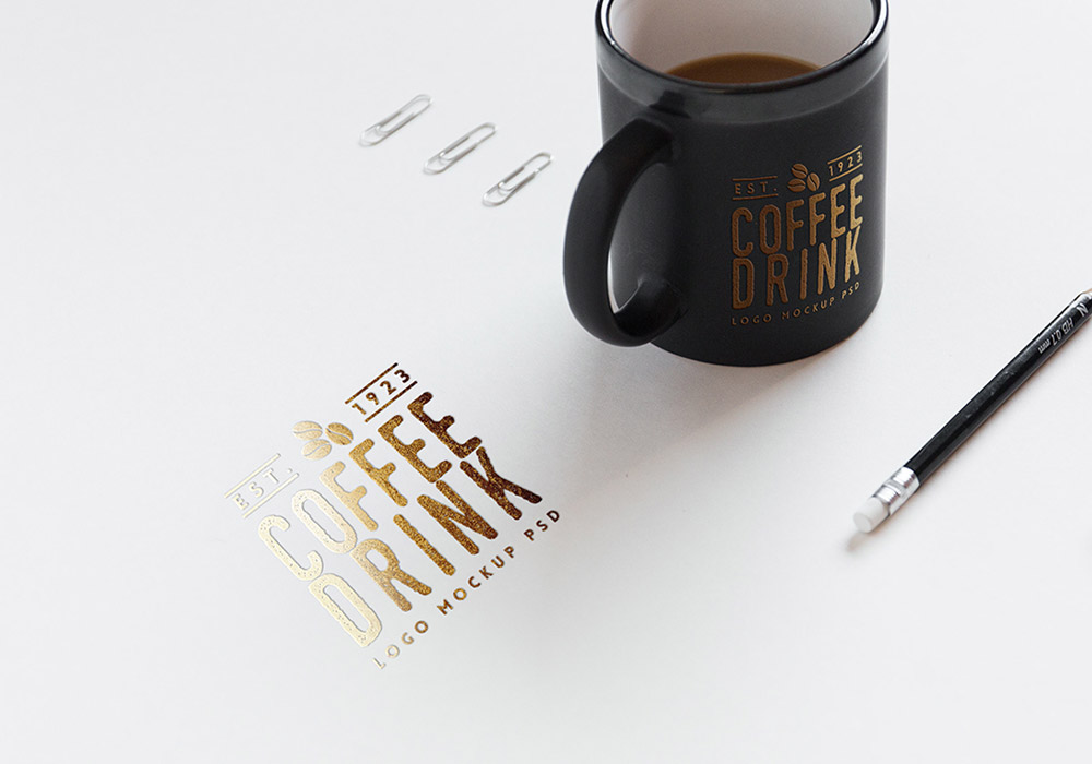 Download Free Logo Mockup on Paper And Coffee Cup - GraphicsFuel