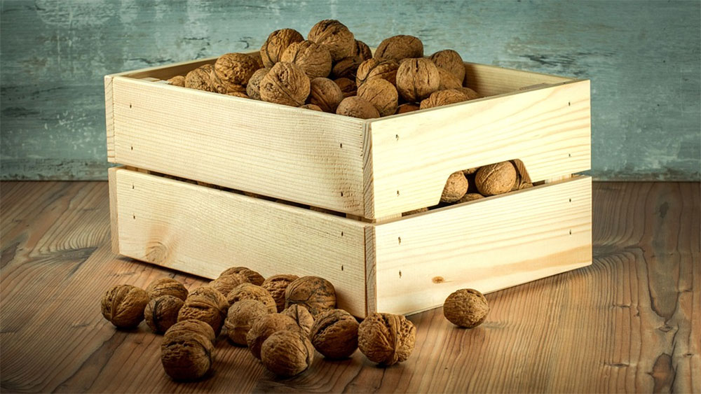 Nuts in Wooden Crate