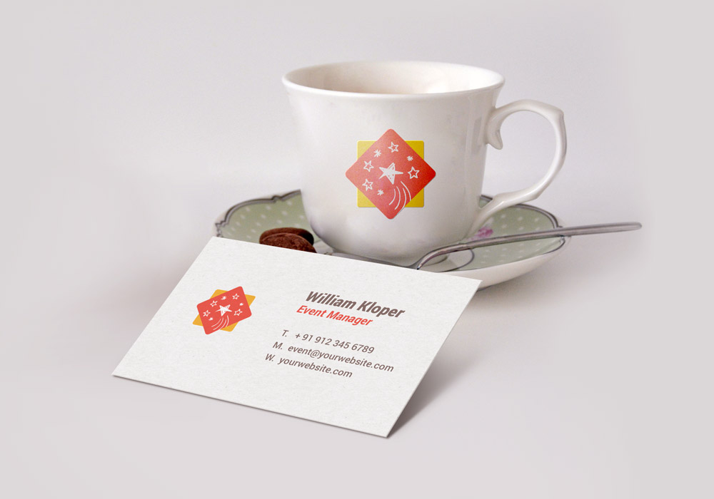 Business Card Coffee Cup Scene Mockup