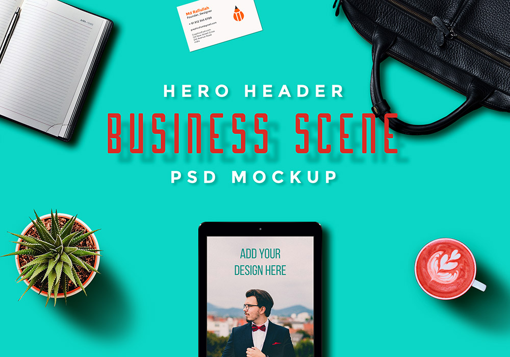 Hero Header Scene Mockup PSD