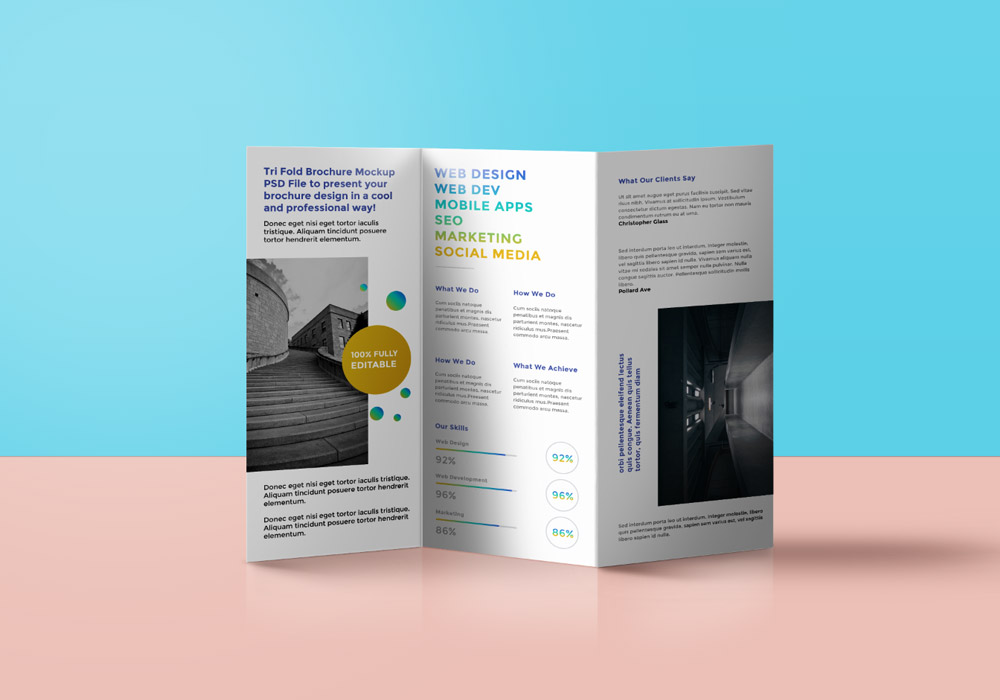 Tri-fold Brochure Mockup Template PSD