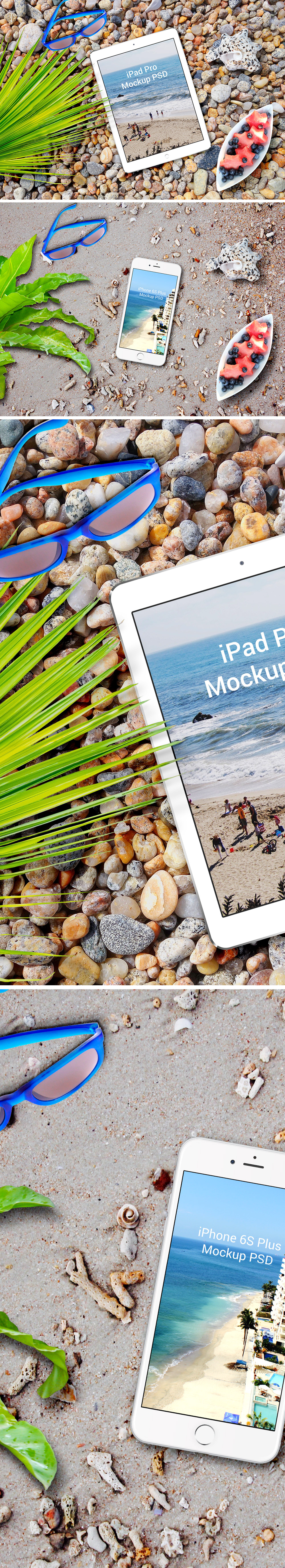 iPhone 6s Plus & iPad Pro Beach Mockup