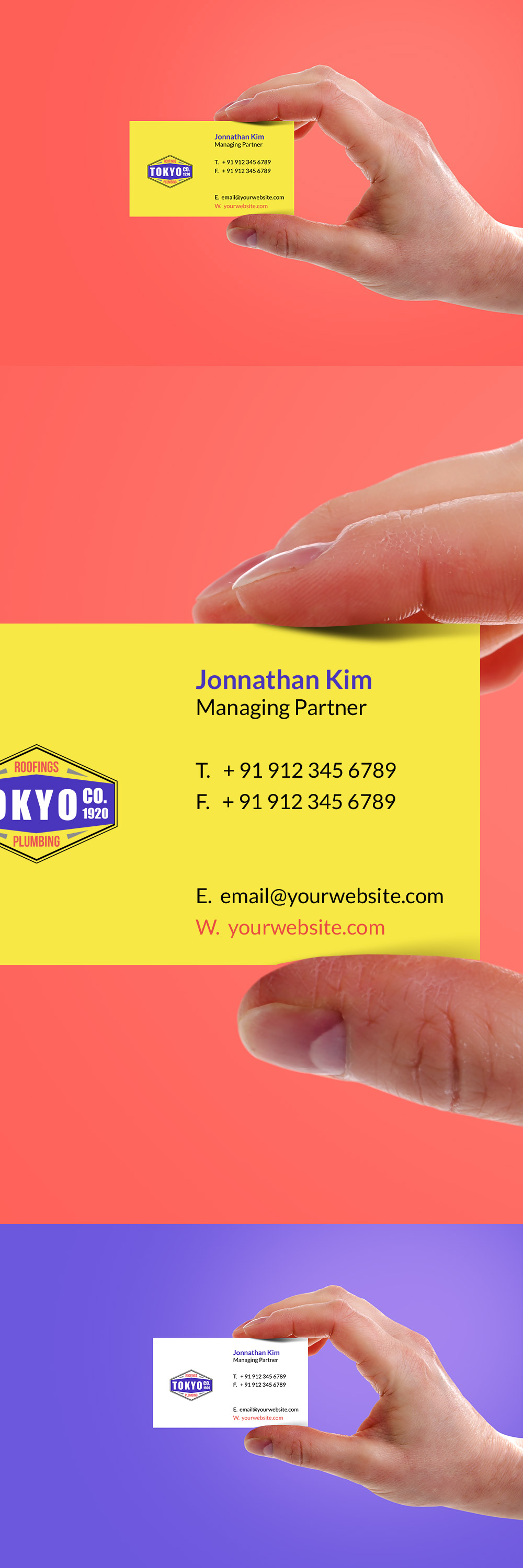 Hand Holding Business Card Template PSD