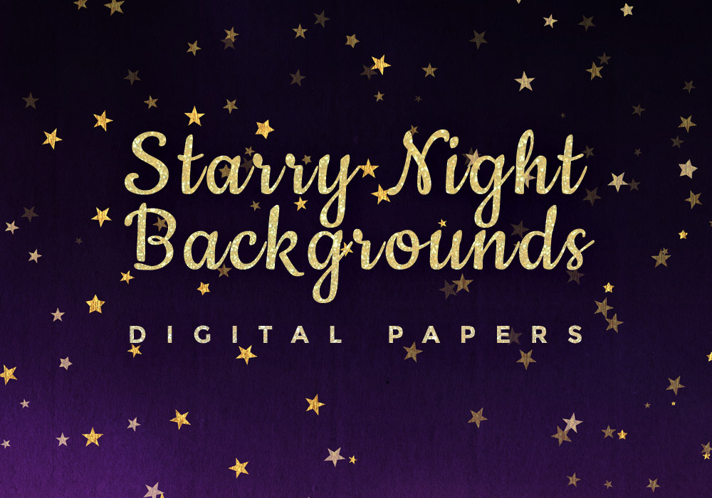 Starry Night Digital Paper Backgrounds