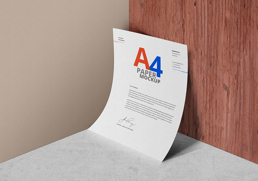 A4 Paper PSD Mockup Template