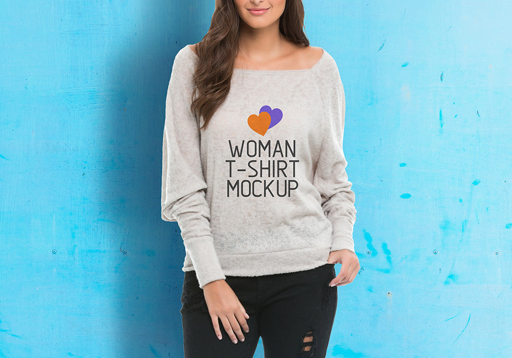 Download Woman T-Shirt Mockup - GraphicsFuel