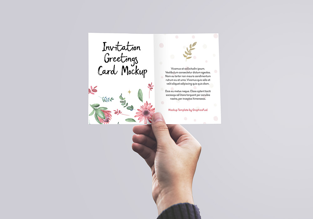 Free Invitation Card in Hand Mockup Design