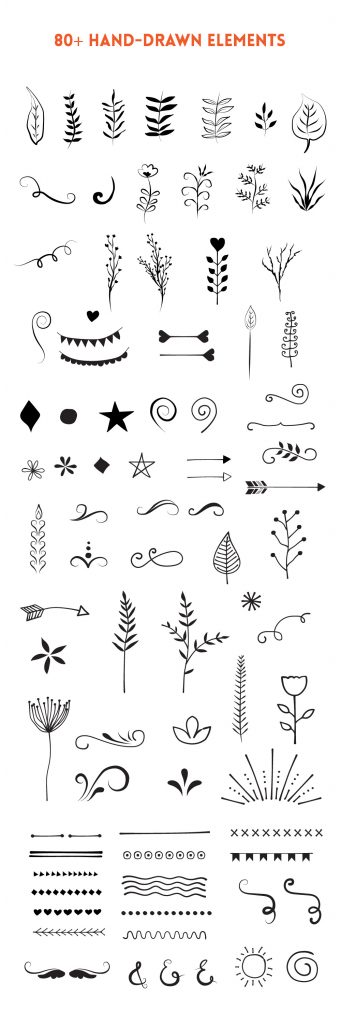 80+ Free Hand-Drawn Vector Elements - GraphicsFuel