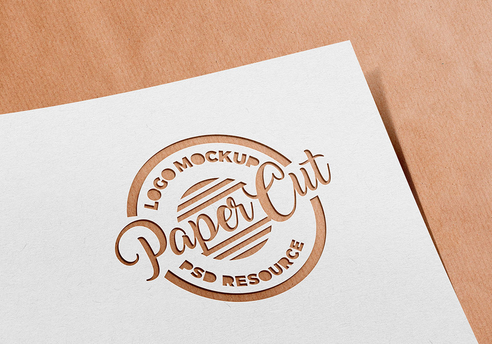 Paper Cutout Logo Mockup PSD