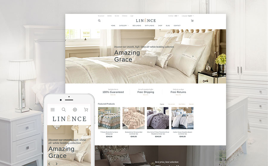 Bed Linen PrestaShop Theme 