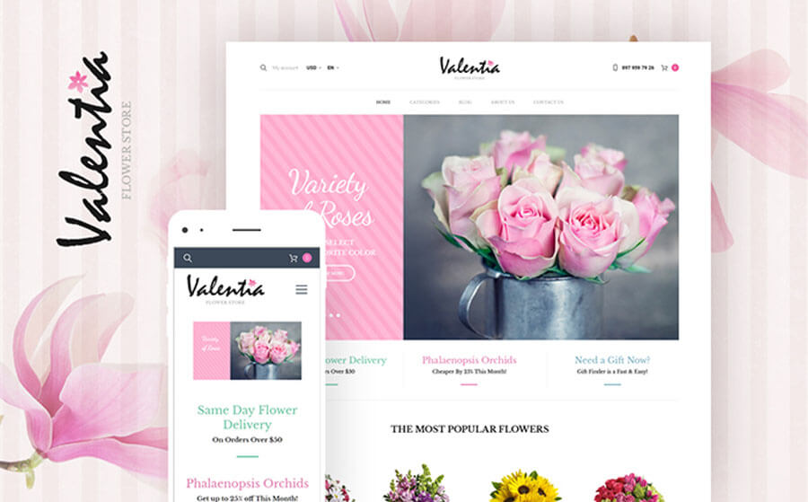 Flowers Online Store + Delivery WooCommerce Template