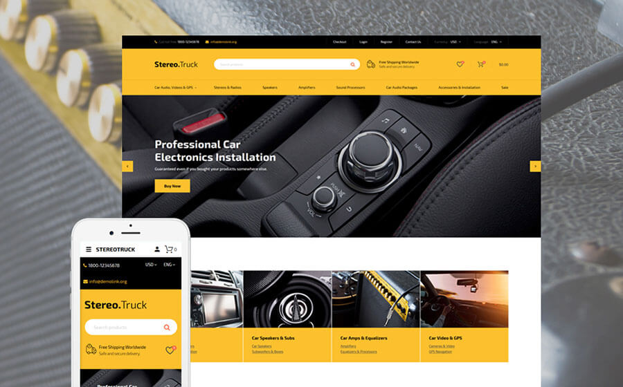 Car Audio Store OpenCart Template 