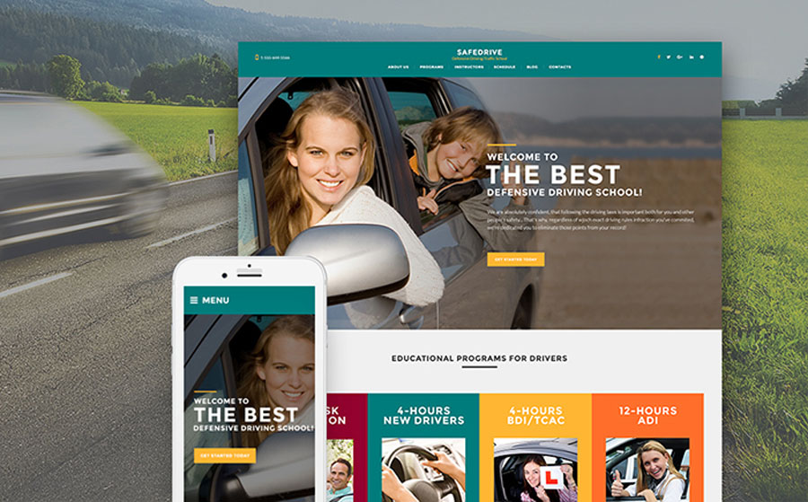 SafeDrive - Driving School Responsive WordPress Theme 