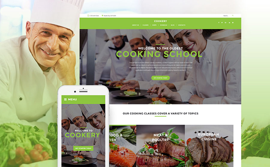 Cooking - Culinary School Responsive WordPress Theme 