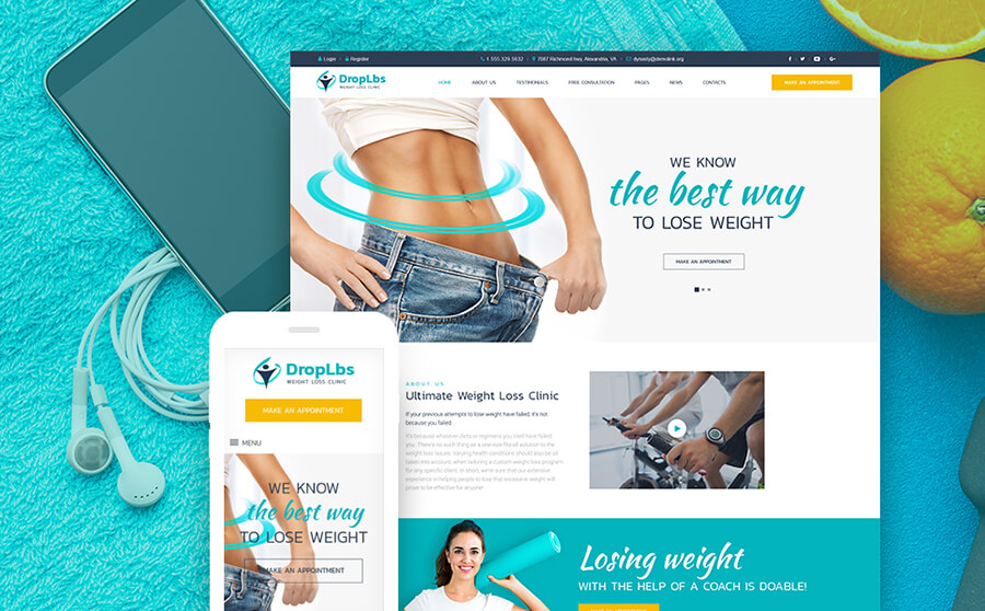 DropLbs - Weight Loss Clinic Responsive WordPress Theme 