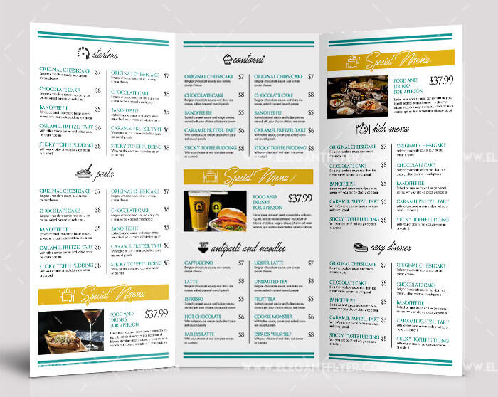 Free Food Menu Tri-fold Brochure PSD Template