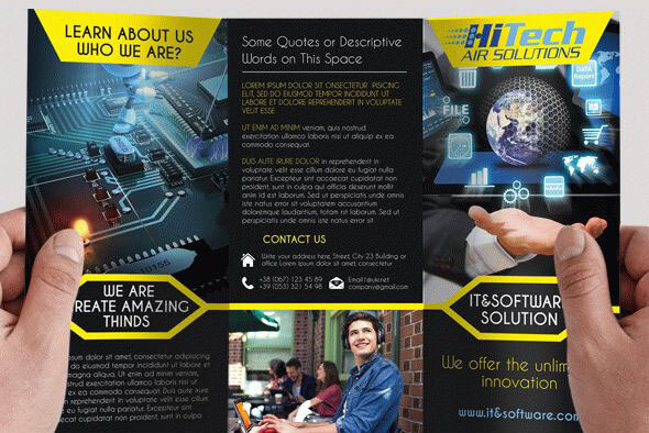 IT & Software – Free PSD Trifold brochure 