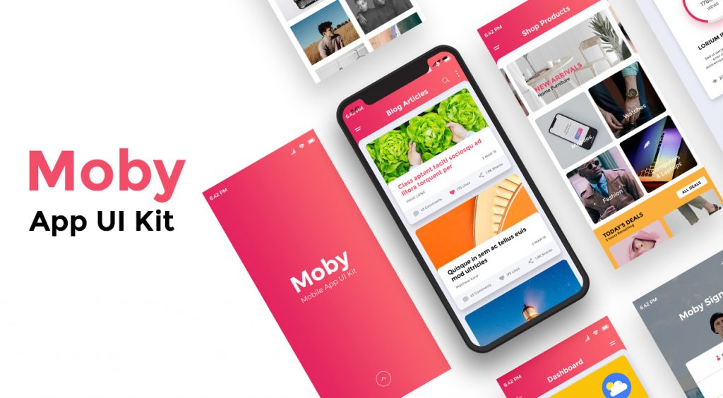 Moby App UI Kit PSD