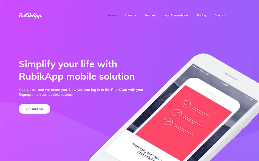 Mobile App Premium Moto CMS 3 Template 