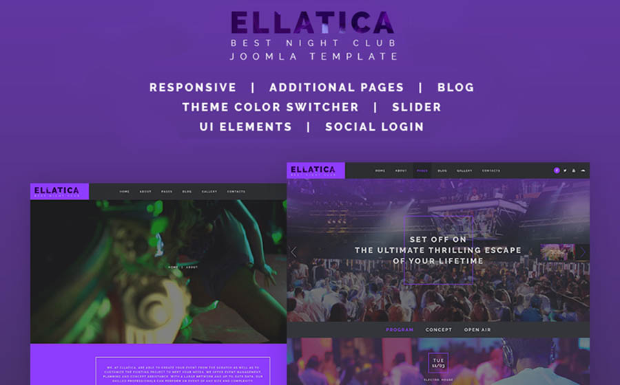 Ellatica - Nightclub Joomla Template